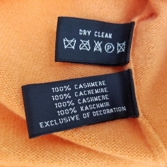 Ralph Lauren Black Label Women's V-Neck Cashmere Sweater Embroidered Orange Sz L - Picture 10 of 12